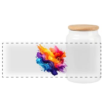 Onde acrylique à explosion de couleur - Boîte à biscuits avec couvercle en bois - blanc - Devant