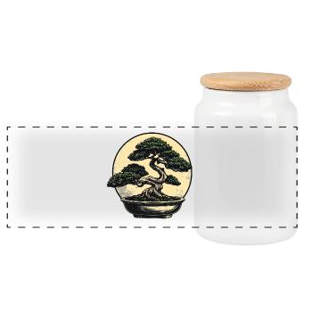 Bonsai im Zen-Kreis - Panorama Keksdose mit Holzdeckel - Weiß - Vorne