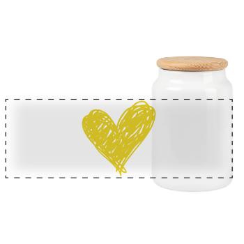 Heart - Panoramic Cookie Jar with Wooden Lid - white - Front