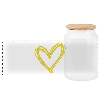 Heart - Panoramic Cookie Jar with Wooden Lid - white - Front