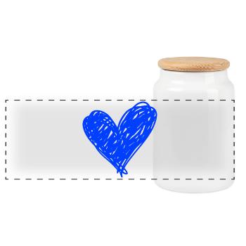 Heart - Panoramic Cookie Jar with Wooden Lid - white - Front