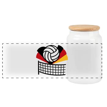 Volleyball Flagge Deutschland - Panorama Keksdose mit Holzdeckel - Weiß - Vorne