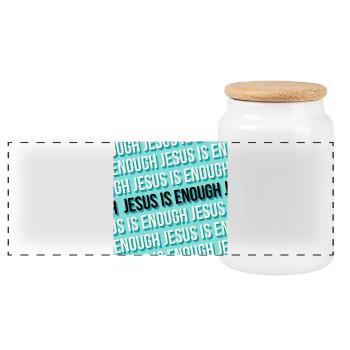 Jesus Is Enough Christian Pattern Art - Panoramic Cookie Jar with Wooden Lid - white - Front
