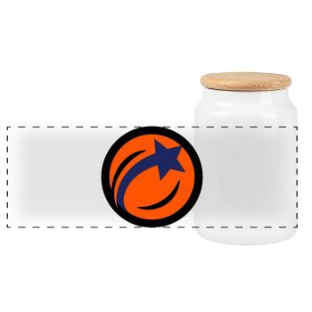 Table tennis ball star table tennis club logo - Panoramic Cookie Jar with Wooden Lid - white - Front