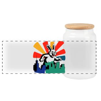 Evil Bunny Rampage - Panorama Keksdose mit Holzdeckel - Weiß - Vorne