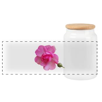 Vibrant_Pink_Rose_Bloom - Panorama Keksdose mit Holzdeckel - Weiß - Vorne