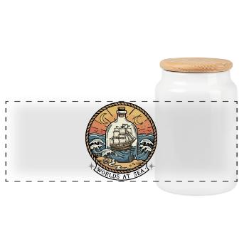 Worlds At Sea Retro-Badge-Flaschenboot - Panorama Keksdose mit Holzdeckel - Weiß - Vorne