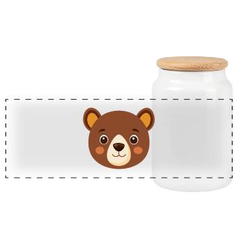 Visage d’ours mignon - Boîte à biscuits avec couvercle en bois - blanc - Devant