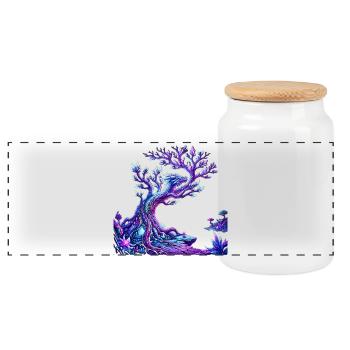 Magic Crystal Dragon Tree - Panoramic Cookie Jar with Wooden Lid - white - Front