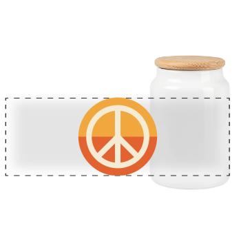 Peace - Frieden Hippie Boho 70er Sunset Retro - Panorama Keksdose mit Holzdeckel - Weiß - Vorne