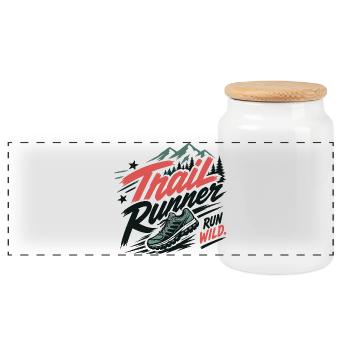 Trailrunner. Run Wild - Panorama Keksdose mit Holzdeckel - Weiß - Vorne