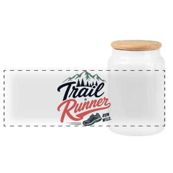 Trailrunner. Run Wild - Panorama Keksdose mit Holzdeckel - Weiß - Vorne