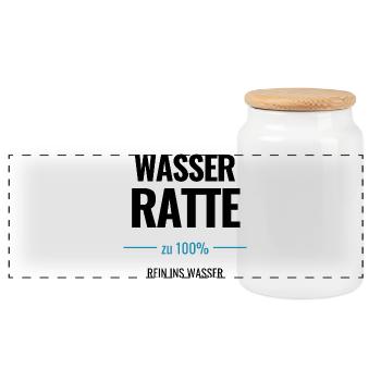 Wasserratte zu 100% Rein ins Wasser - Panorama Keksdose mit Holzdeckel - Weiß - Vorne