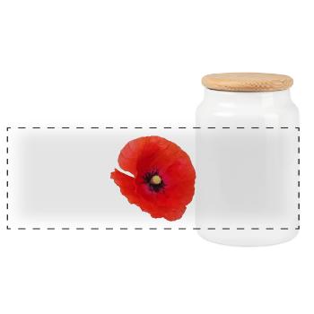 Vibrant_Red_Poppy_Flower - Panoramic Cookie Jar with Wooden Lid - white - Front