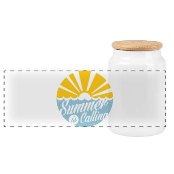 summer-is-calling-white-design - Panorama Keksdose mit Holzdeckel - Weiß - Vorne