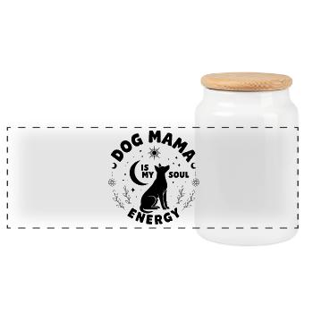 Dog Mama est mon énergie d’âme qui dit des étoiles de lune - Boîte à biscuits avec couvercle en bois - blanc - Devant