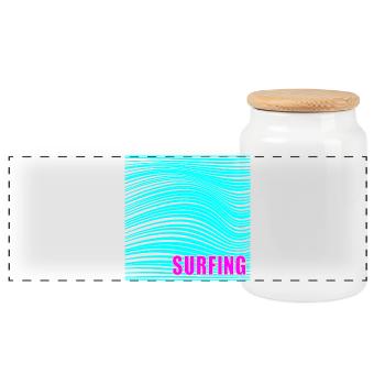 Sommer-Surfwellen - Panorama Keksdose mit Holzdeckel - Weiß - Vorne