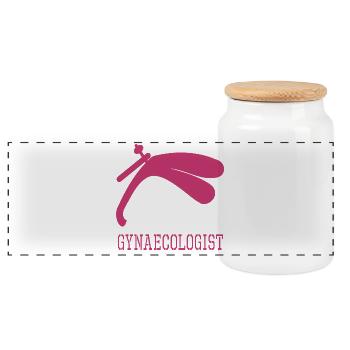 Gynaecologist - Panoramic Cookie Jar with Wooden Lid - white - Front