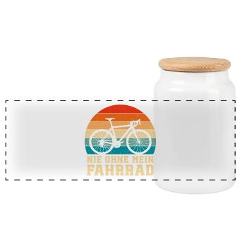Nie Ohne Mein Fahrrad  - Panorama Keksdose mit Holzdeckel - Weiß - Vorne