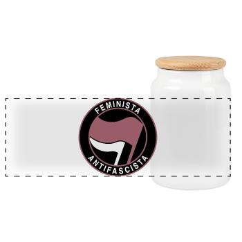 Feminista Antifascista Feminismus Statement - Panorama Keksdose mit Holzdeckel - Weiß - Vorne