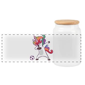 Unicorn Dab Rainbow - Panoramic Cookie Jar with Wooden Lid - white - Front