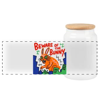 Avertissement concernant la Ville Néon Bunny - Boîte à biscuits avec couvercle en bois - blanc - Devant