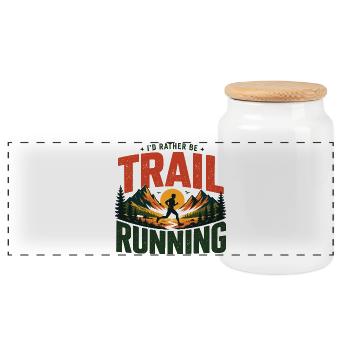 I'd Rather Be Trail Running - Panoramic Cookie Jar with Wooden Lid - white - Front