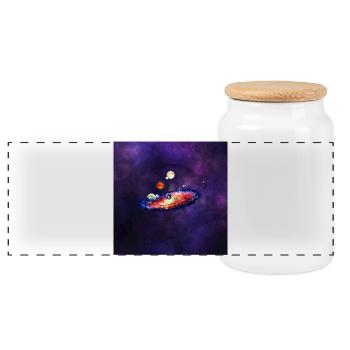 Kosmischer Planetenring - Panorama Keksdose mit Holzdeckel - Weiß - Vorne