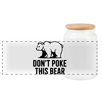 Don't Poke This Bear - Panoramic Cookie Jar with Wooden Lid - white - Front