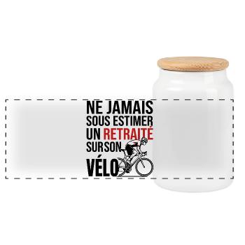 Ne jamais sous estimer un retraité sur son vélo - Boîte à biscuits avec couvercle en bois - blanc - Devant