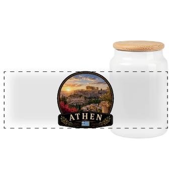 Athen Griechenland Mittelmeer Stadt Urlaub - Panorama Keksdose mit Holzdeckel - Weiß - Vorne
