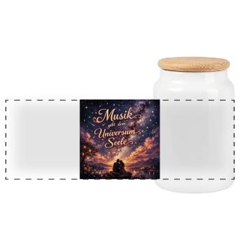 Musik gibt dem Universum Seele - Musiker Romantik - Panorama Keksdose mit Holzdeckel - Weiß - Vorne