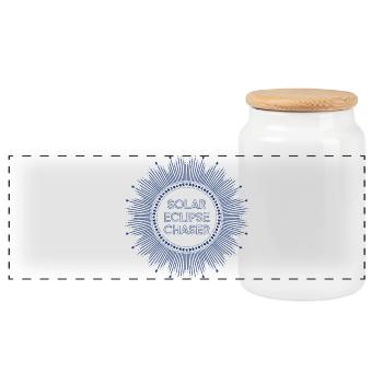 Solar eclipse chaser blue - Panoramic Cookie Jar with Wooden Lid - white - Front