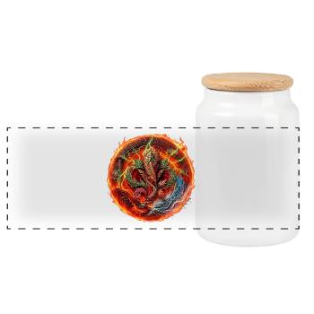 Sicilia n'do cori - Fire Storm Ace of clubs - Panoramic Cookie Jar with Wooden Lid - white - Front