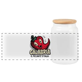 Calabria Chili Charme - Panorama Keksdose mit Holzdeckel - Weiß - Vorne