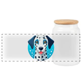 Dalmatians (Comic Portrait) - Panoramic Cookie Jar with Wooden Lid - white - Front