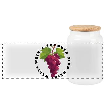 Grappes de raisin - Boîte à biscuits avec couvercle en bois - blanc - Devant
