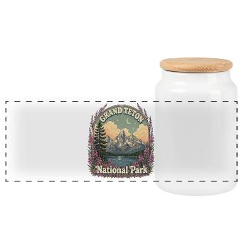 Randonnée dans le parc national de Grand Teton, États-Unis, Wyoming - Boîte à biscuits avec couvercle en bois - blanc - Devant