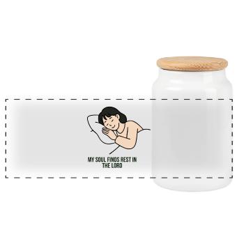 My Soul Finds Rest In The Lord Spiritual Art - Panoramic Cookie Jar with Wooden Lid - white - Front