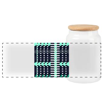 Modern Geometric Illusion Full Pattern Block - Panoramic Cookie Jar with Wooden Lid - white - Front