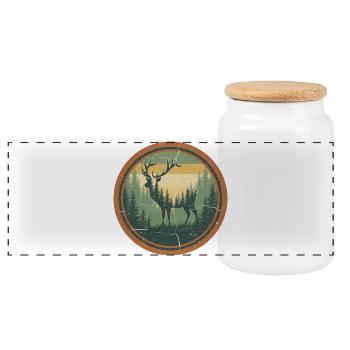 Vintage Hirsch im Wald - Retro Natur Design - Panorama Keksdose mit Holzdeckel - Weiß - Vorne