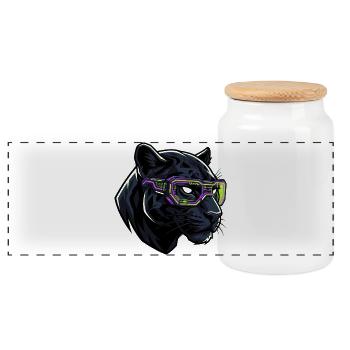 Futuristischer Panther Neon Streetwear - Panorama Keksdose mit Holzdeckel - Weiß - Vorne