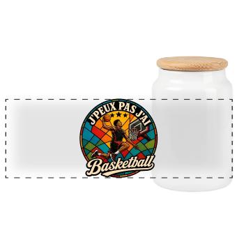 J'Peux Pas J'ai Basketball Humour Vintage - Boîte à biscuits avec couvercle en bois - blanc - Devant