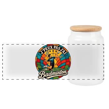 J'Peux Pas J'ai Badminton Vintage - Boîte à biscuits avec couvercle en bois - blanc - Devant