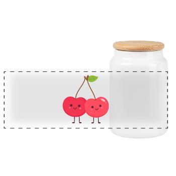 Duo cerises câlines - Boîte à biscuits avec couvercle en bois - blanc - Devant