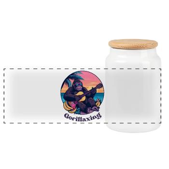 Vacances à Gorillaxing avec guitare et cocktail - Boîte à biscuits avec couvercle en bois - blanc - Devant