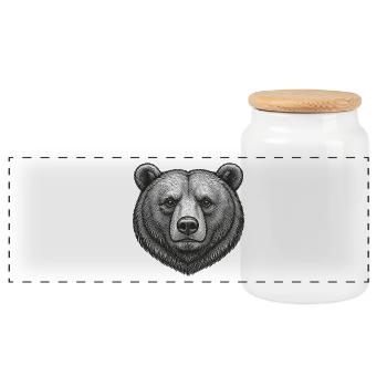 Illustration Grizzly de design graphique Bear - Boîte à biscuits avec couvercle en bois - blanc - Devant