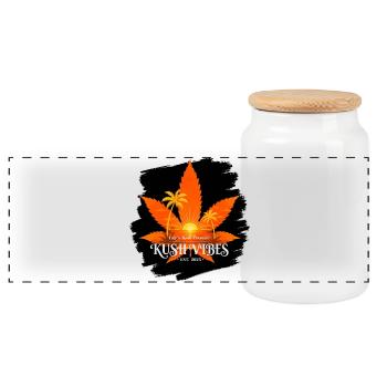 Kush Vibes | Sailorsyarn par Cap ́nKush - Boîte à biscuits avec couvercle en bois - blanc - Devant