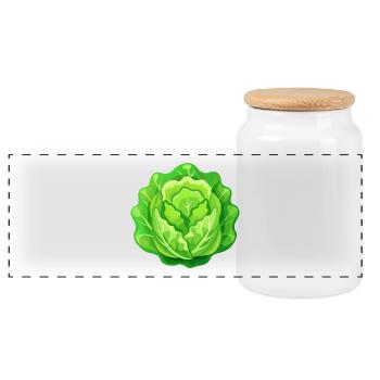 Lettuce Head - Panoramic Cookie Jar with Wooden Lid - white - Front