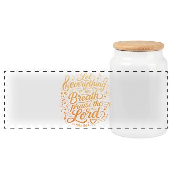 Psalm 150 - Bibelvers Lettering - Panorama Keksdose mit Holzdeckel - Weiß - Vorne